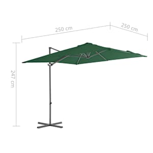 Boční zahradní slunečník s ocelovou tyčí zelený 250 x 250 cm - obrázek 9