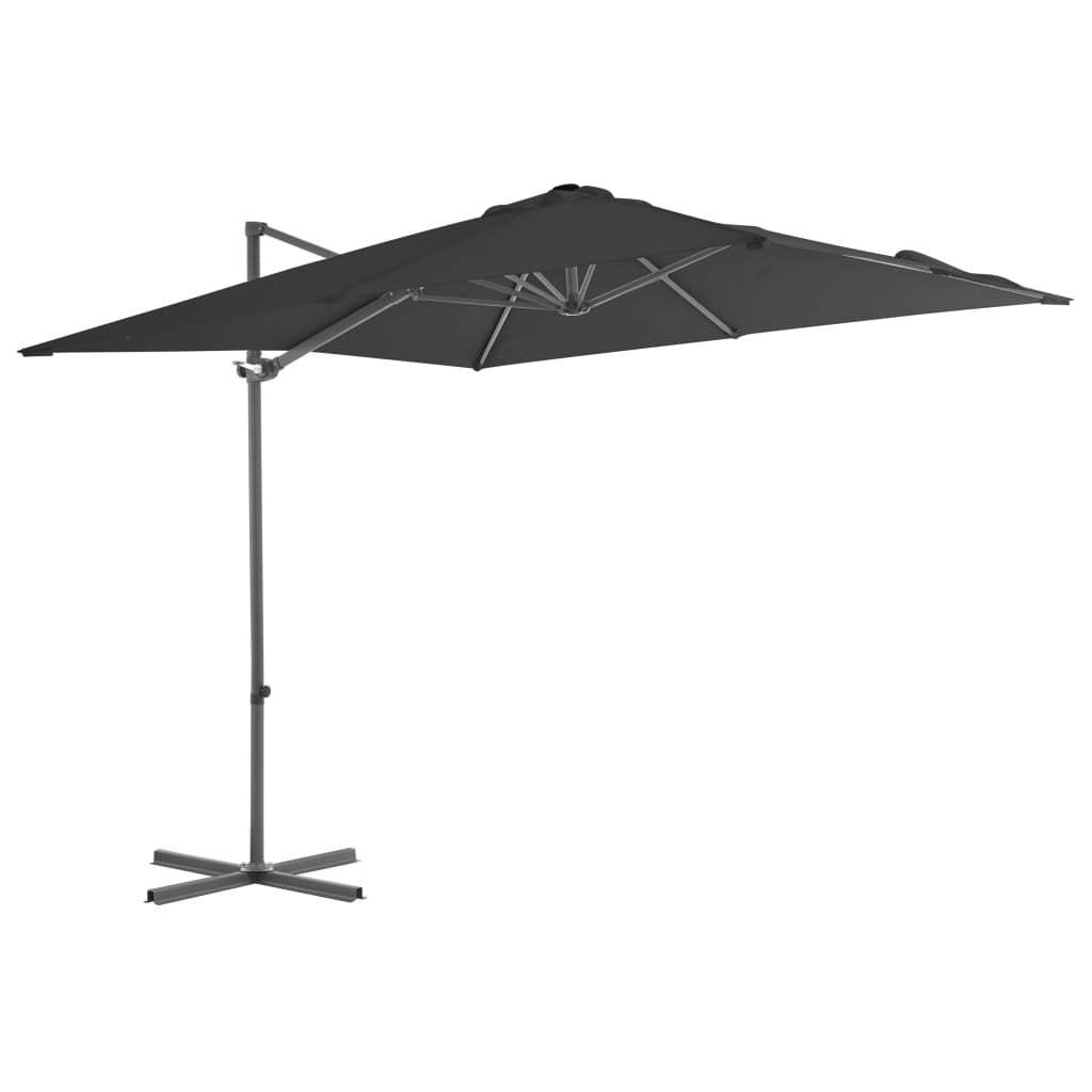 vidaXL Umbrelă suspendată cu stâlp din oțel, antracit, 250x250 cm