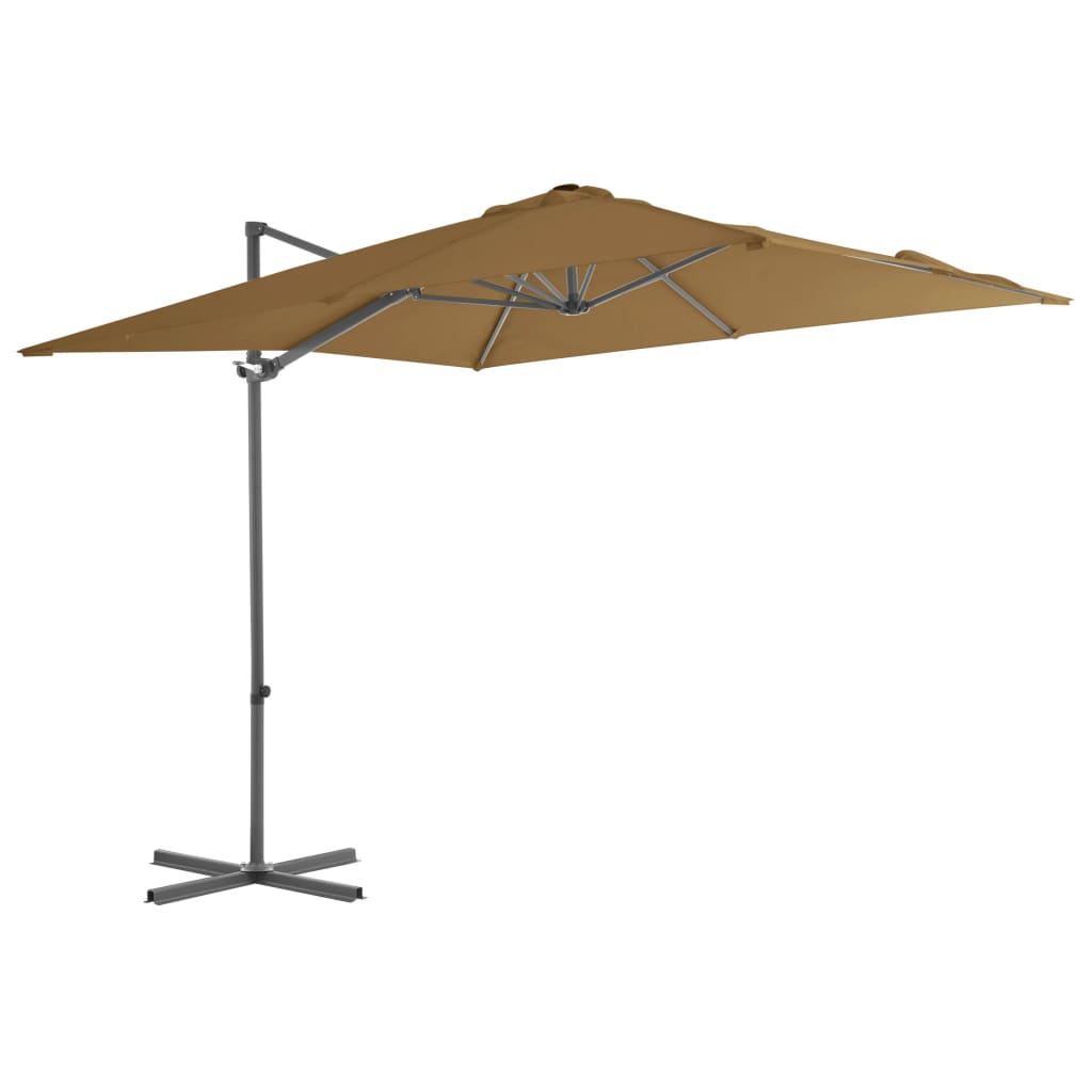 "vidaXL Riippuva aurinkovarjo teräspylväällä 250x250 cm harmaanruskea"