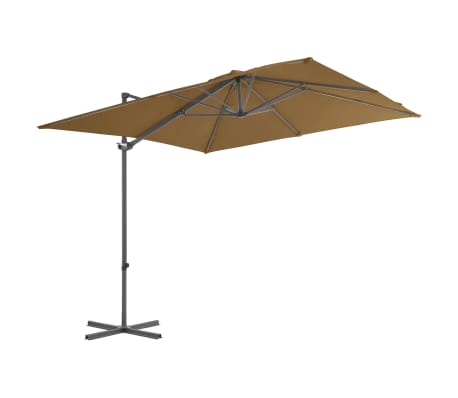 vidaXL Gembinis sodo skėtis su plieniniu stulpu, taupe, 250x250cm