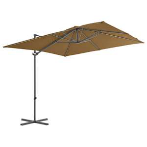 Boční zahradní slunečník s ocelovou tyčí taupe 250 x 250 cm - obrázek 2