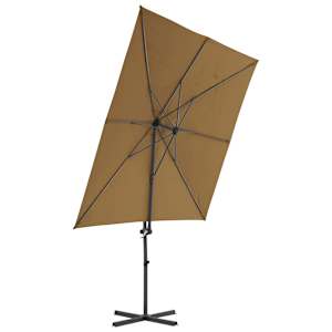 Boční zahradní slunečník s ocelovou tyčí taupe 250 x 250 cm - obrázek 3