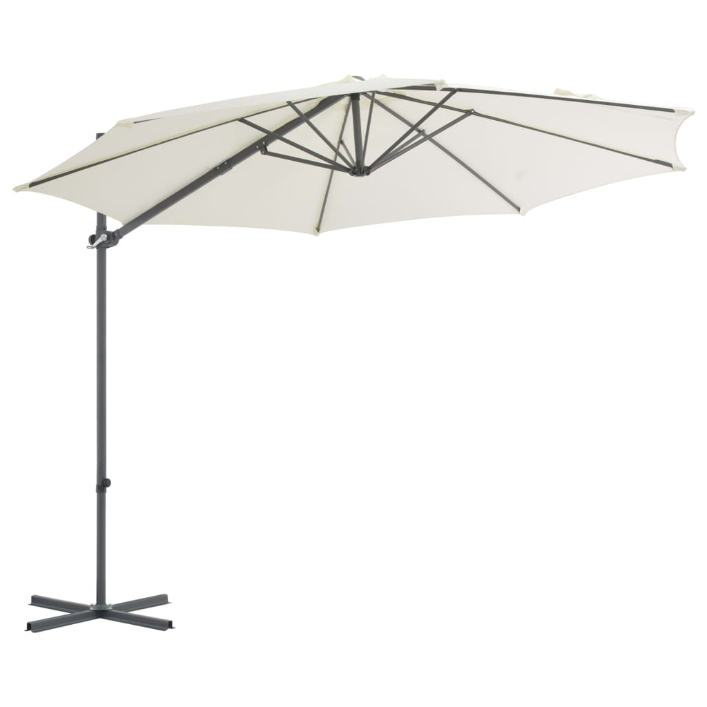 vidaXL Zweefparasol met stalen paal 300 cm zandkleurig afbeelding