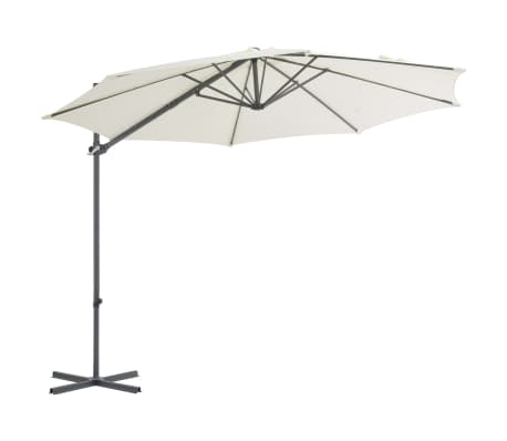vidaXL Gembinis sodo skėtis su plieniniu stulpu, smėlio, 300cm
