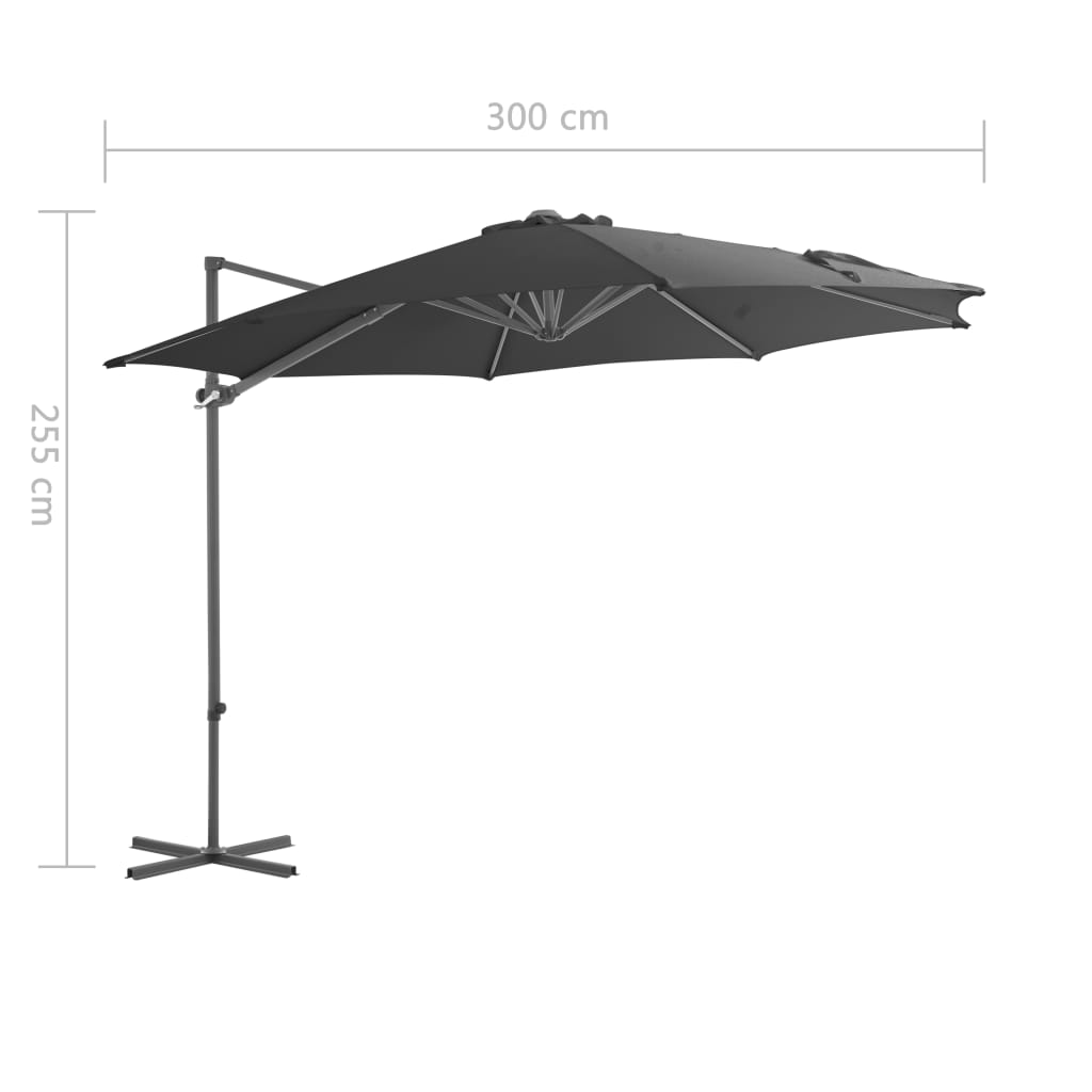 Parasol wiszący ze stalowym słupkiem, 300 cm, antracytowy