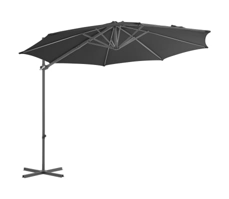vidaXL Ombrellone a Sbalzo con Palo in Acciaio 300 cm Antracite