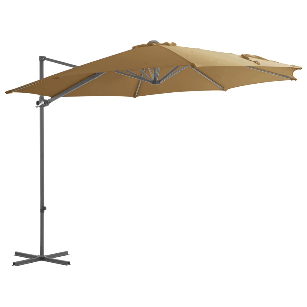 vidaXL Aurinkovarjo cantilever terästolpalla 300 cm taupe