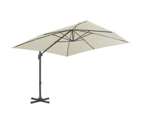 vidaXL Riippuva aurinkovarjo alumiinipylväällä 300x300 cm hiekka