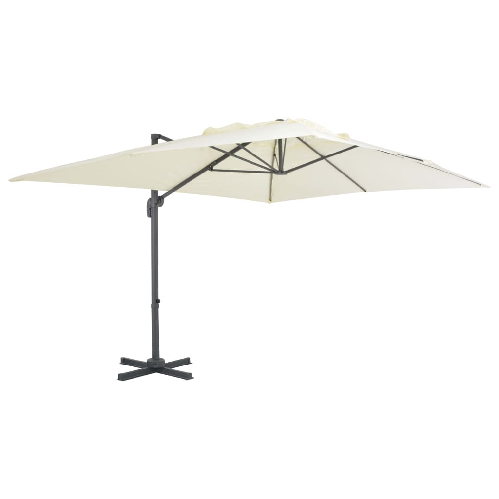 vidaXL Riippuva aurinkovarjo alumiinipylväällä 400×300 cm hiekka