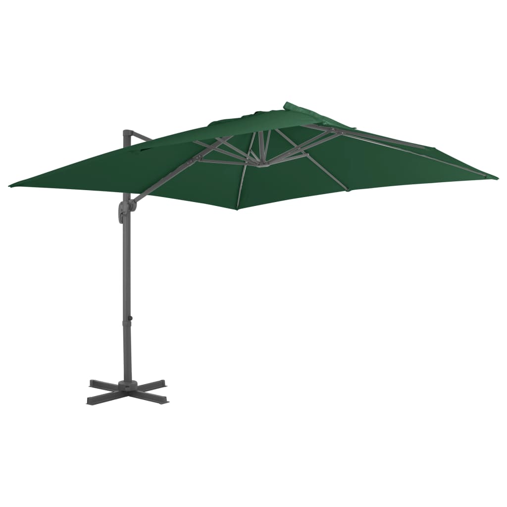 vidaXL Umbrelă suspendată cu stâlp din aluminiu, verde, 400×300 cm vidaXL