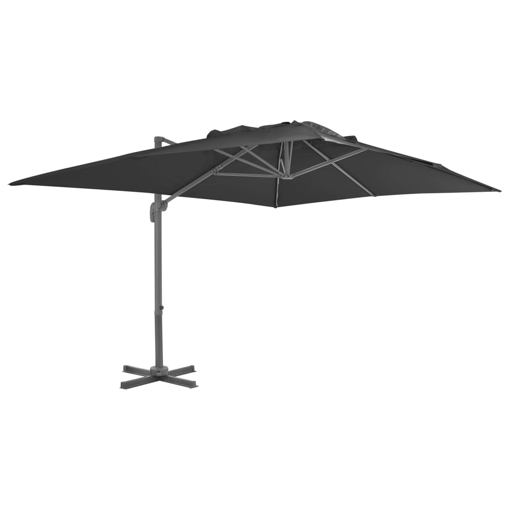 vidaXL Umbrelă suspendată cu stâlp din aluminiu, antracit, 400x300 cm