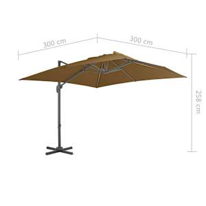 Boční zahradní slunečník s hliníkovou tyčí 300 x 300 cm taupe - obrázek 9