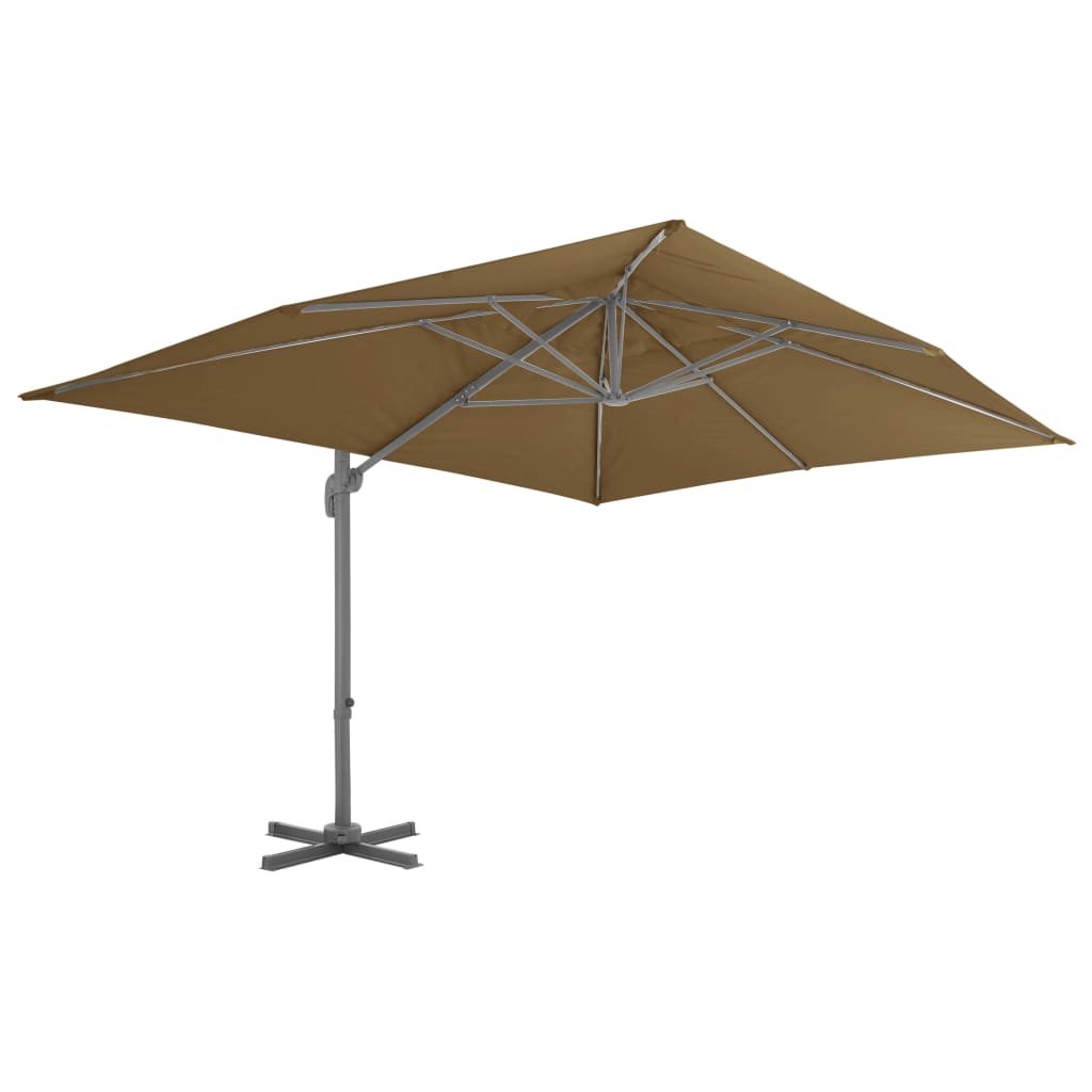 

vidaXL Zweefparasol met aluminium paal 400x300 cm taupe