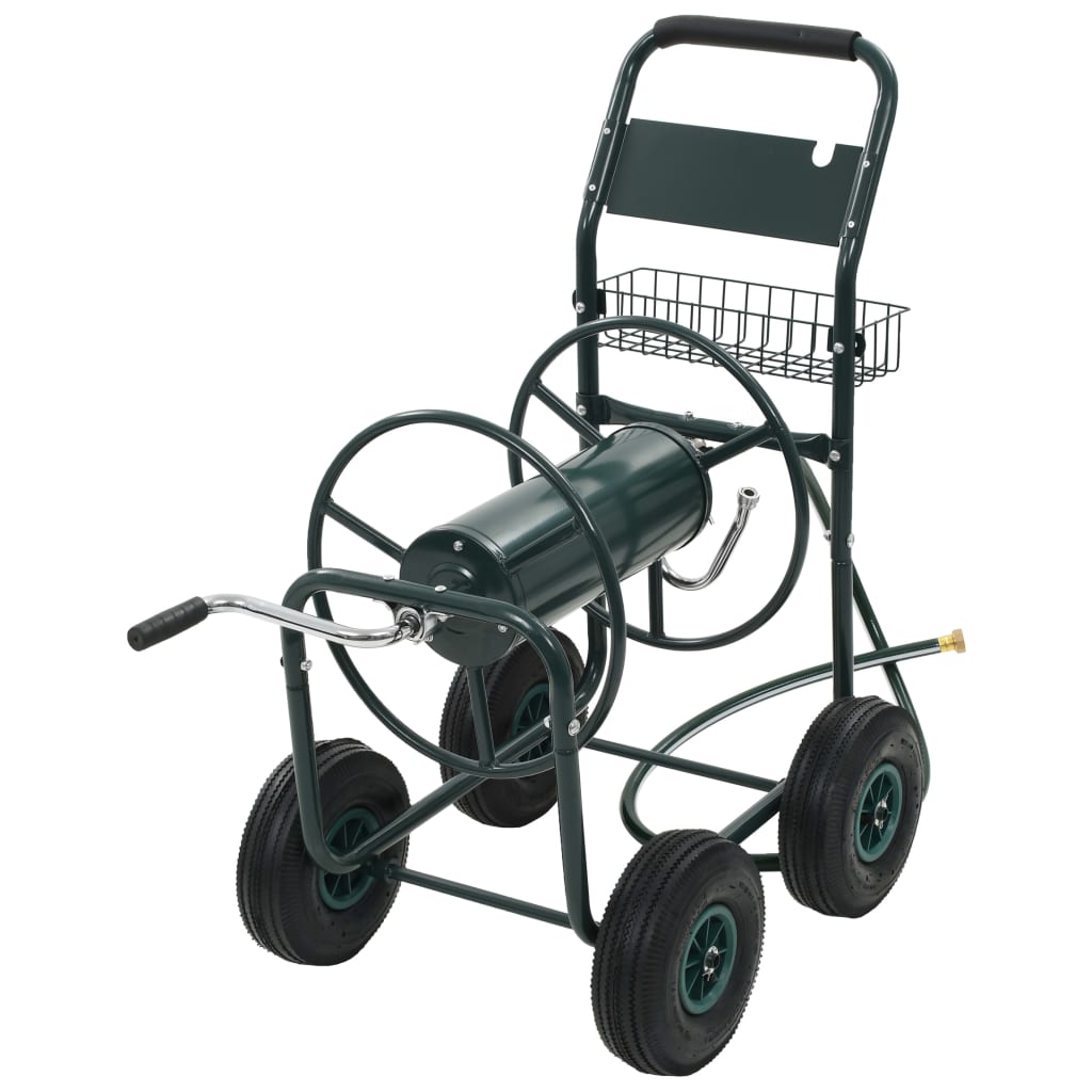 Image of vidaXL Garden Hose Trolley with 1/2" Hose Connector 75 m Steel