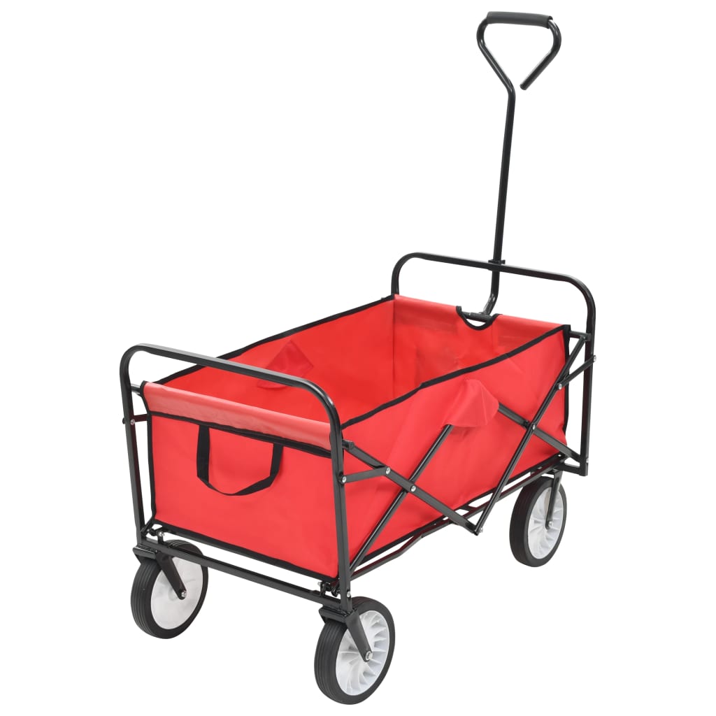 Skládací ruční vozík červený ocelový