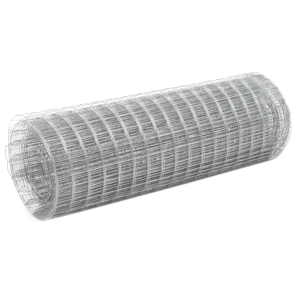 vidaXL Chicken Wire Fence Galvanised Steel 10×0.5 m Silver