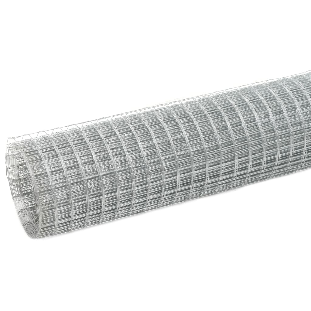 vidaXL Chicken Wire Fence Galvanised Steel 25x1.5 m Silver