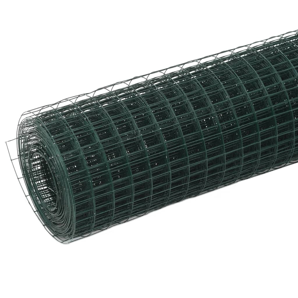 vidaXL Draadgaas vierkant 10x0,5 m staal met PVC coating groen