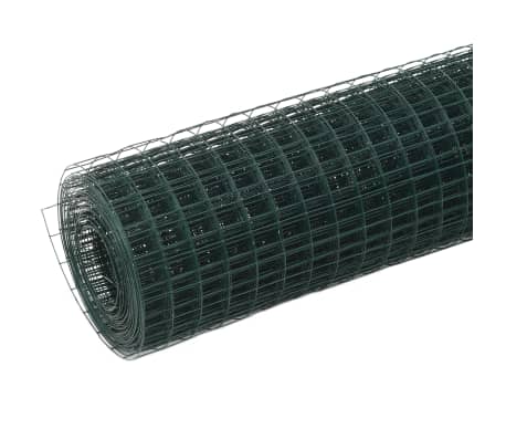 vidaXL Kippengaas 25x0,5 m staal met PVC coating groen