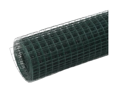 vidaXL Alambrada de gallinero acero revestimiento PVC verde 25x1,5 m