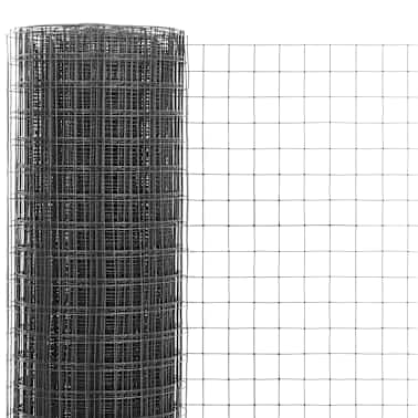 vidaXL Rede arame quadrada aço c/ revestimento PVC 25x1 m cinzento[3/4]