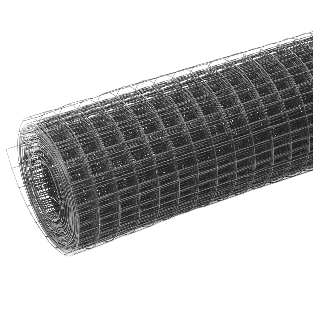 vidaXL Draadgaas vierkant 10x0,5 m staal met PVC coating grijs