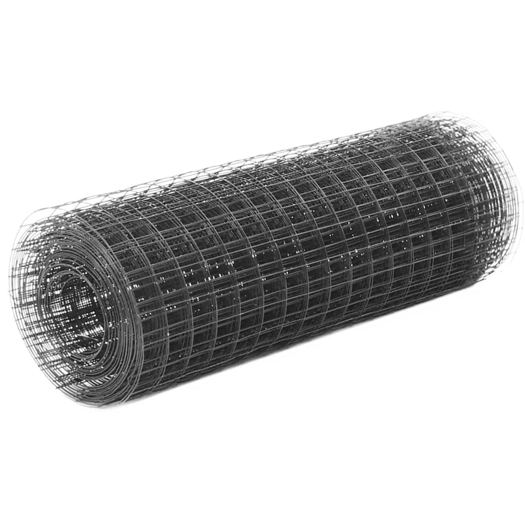vidaXL Chicken Wire Fence Steel with PVC Coating 25×0.5 m Grey