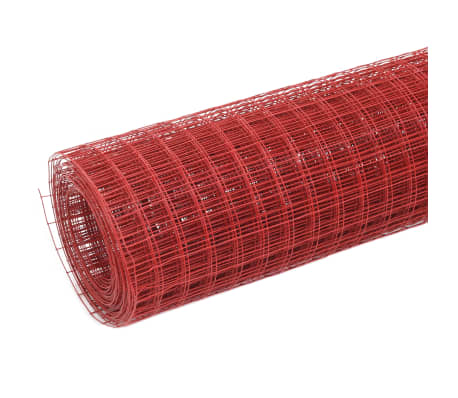 vidaXL Συρματόπλεγμα Κοτετσόσυρμα Κόκκινο 10x1,5 μ. Ατσάλι Επικαλ. PVC