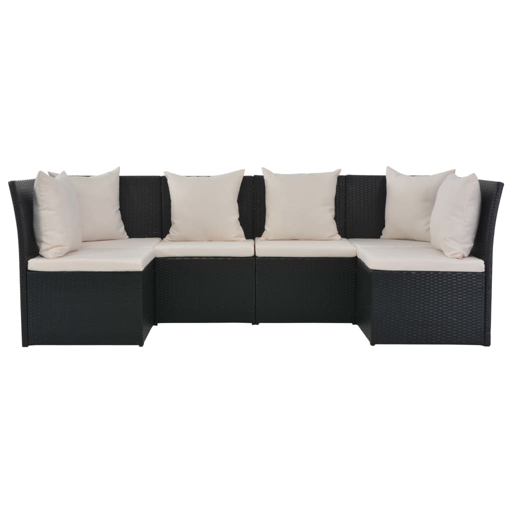 

vidaXL 8-delige Tuinset met kussens poly rattan zwart