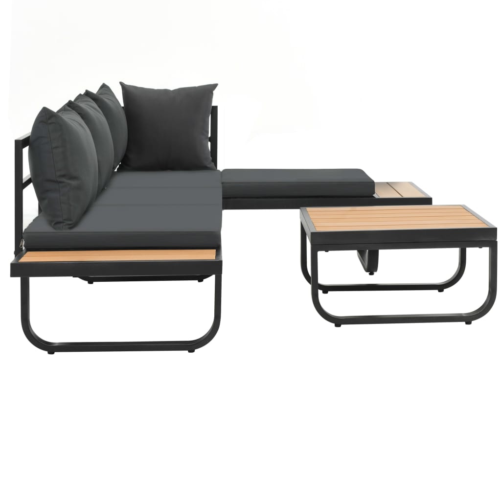 Thumbnail - vidaXL 2-tlg. Garten-Ecksofa-Set mit Auflagen Aluminium WPC