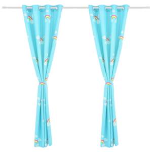 vidaXL M&ouml;rkl&auml;ggningsgardiner f&ouml;r barn 2 st 140x240 cm regnb&aring;ge bl&aring;