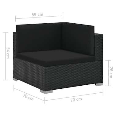 vidaXL 6 pcs conjunto lounge de jardim c/ almofadões vime PE preto[11/14]