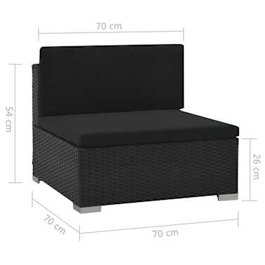 vidaXL 6 pcs conjunto lounge de jardim c/ almofadões vime PE preto[12/14]