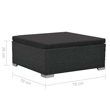 vidaXL 6 pcs conjunto lounge de jardim c/ almofadões vime PE preto[13/14]