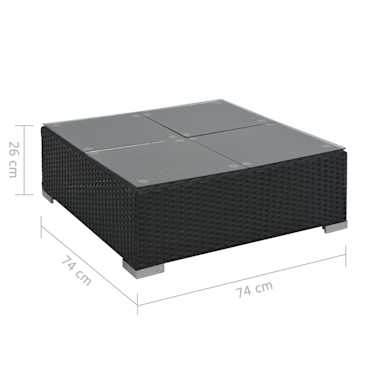 vidaXL 6 pcs conjunto lounge de jardim c/ almofadões vime PE preto[14/14]