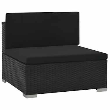 vidaXL 6 pcs conjunto lounge de jardim c/ almofadões vime PE preto[6/14]