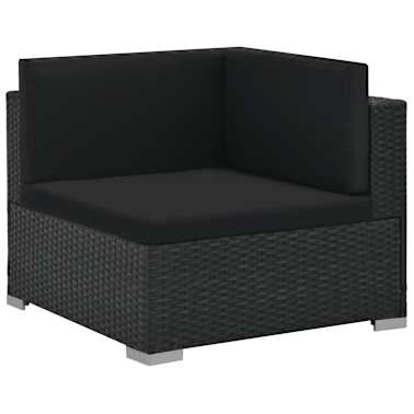vidaXL 6 pcs conjunto lounge de jardim c/ almofadões vime PE preto[10/14]
