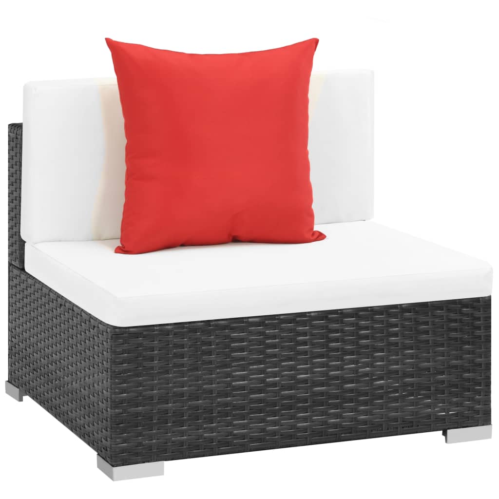 Thumbnail - vidaXL 7-tlg. Garten-Lounge-Set mit Auflagen Poly Rattan Schwarz