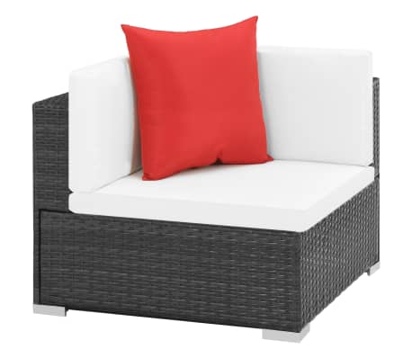 vidaXL Salon de jardin 7 pcs avec coussins R&eacute;sine tress&eacute;e Noir