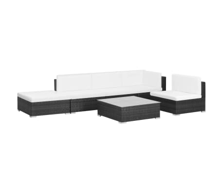 vidaXL 6-tlg. Garten-Lounge-Set mit Auflagen Poly Rattan Schwarz