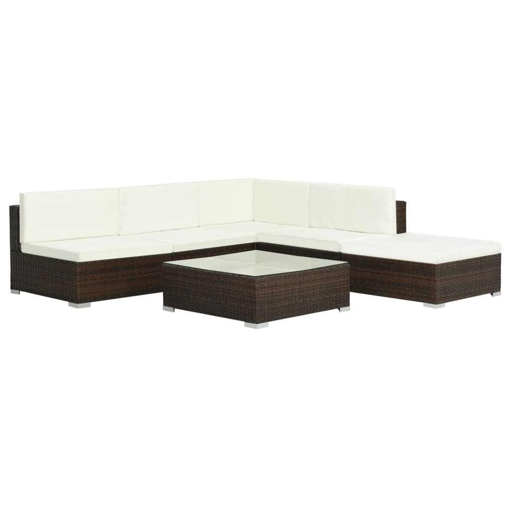 Thumbnail - vidaXL 6-tlg. Garten-Lounge-Set mit Auflagen Poly Rattan Braun