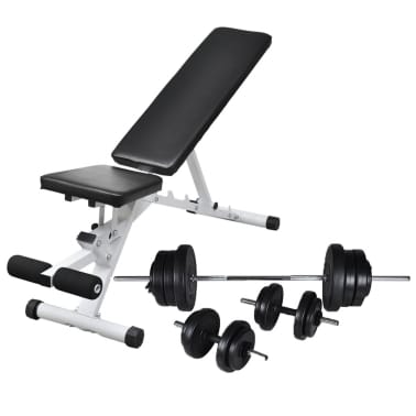 Vidaxl Workout Bench With Barbell And Dumbbell Set 60 5 Kg