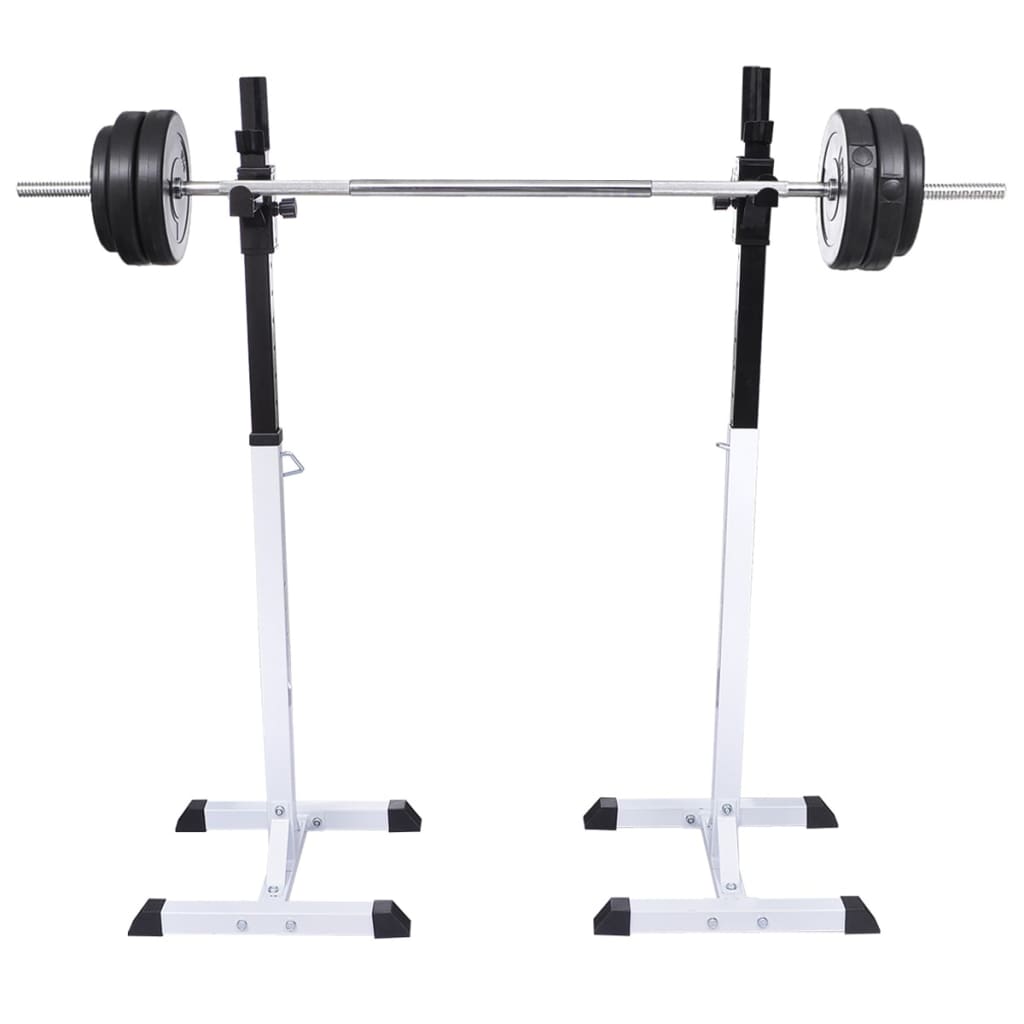 vidaXL Suport haltere genuflexiuni cu halteră și set gantere 60,5 kg