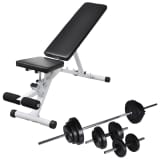 vidaXL Banc d'entraînement avec jeu d'haltères et de disques de poids 30,5 kg