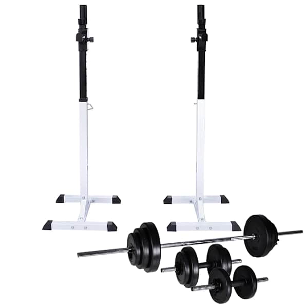 vidaXL kangi- ja k&uuml;kiraam kangi ja hantlitega 30,5 kg