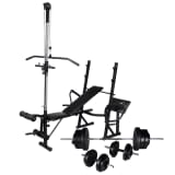 vidaXL Hantelbank mit Ablage, Langhantel und Kurzhantel-Set 60,5 kg