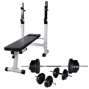 vidaXL treeningpink raskuste hoidja, kangide ja hantlitega 60,5 kg