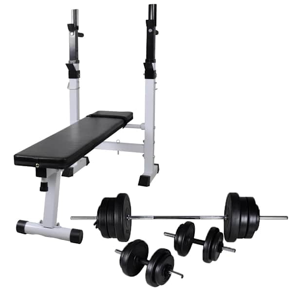 vidaXL treeningpink raskuste hoidja, kangide ja hantlitega 60,5 kg