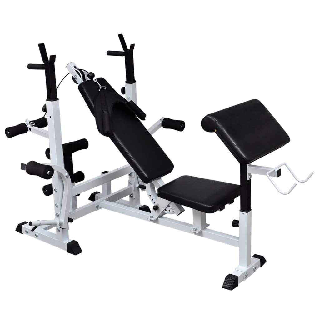 vidaXL Weight Bench with Weight Rack, Barbell and Dumbbell Set 198.4lb