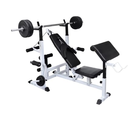 vidaXL Weight Bench with Weight Rack, Barbell and Dumbbell Set 198.4 lb